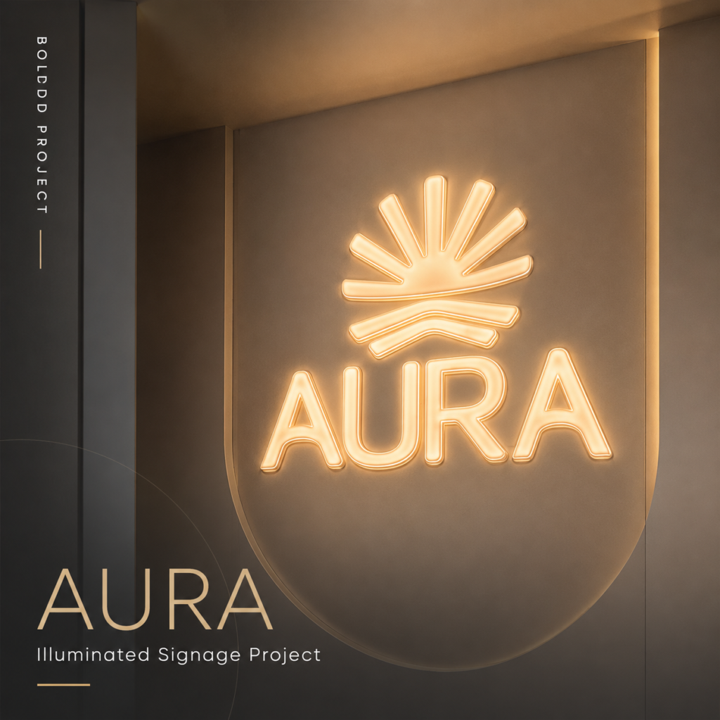Custom Illuminated Signage for AURA